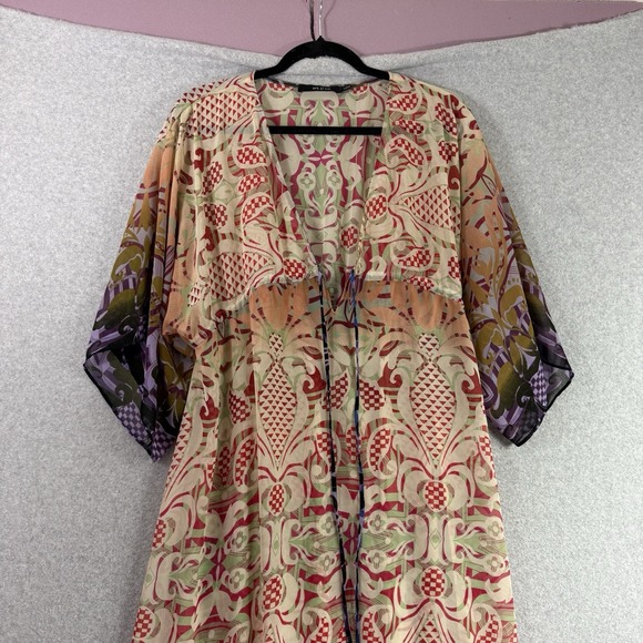 Ark & Co kaftan dress womens small popover maxi sheer v neck - Picture 2 of 6